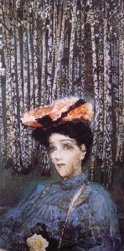 The portrait of Isabella in front of birch, Mikhail Vrubel